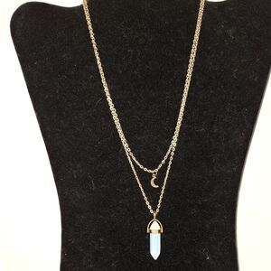 Crystal Moon Layered Necklace Celestial Moonstone Spiritual Energy Tranquility